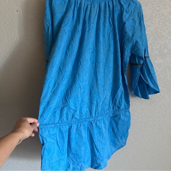 Vix Paula Hermanny Womens Cover Up Tunic  Sz M Cotton Boho Fairy Belted  Blue - Picture 14 of 14